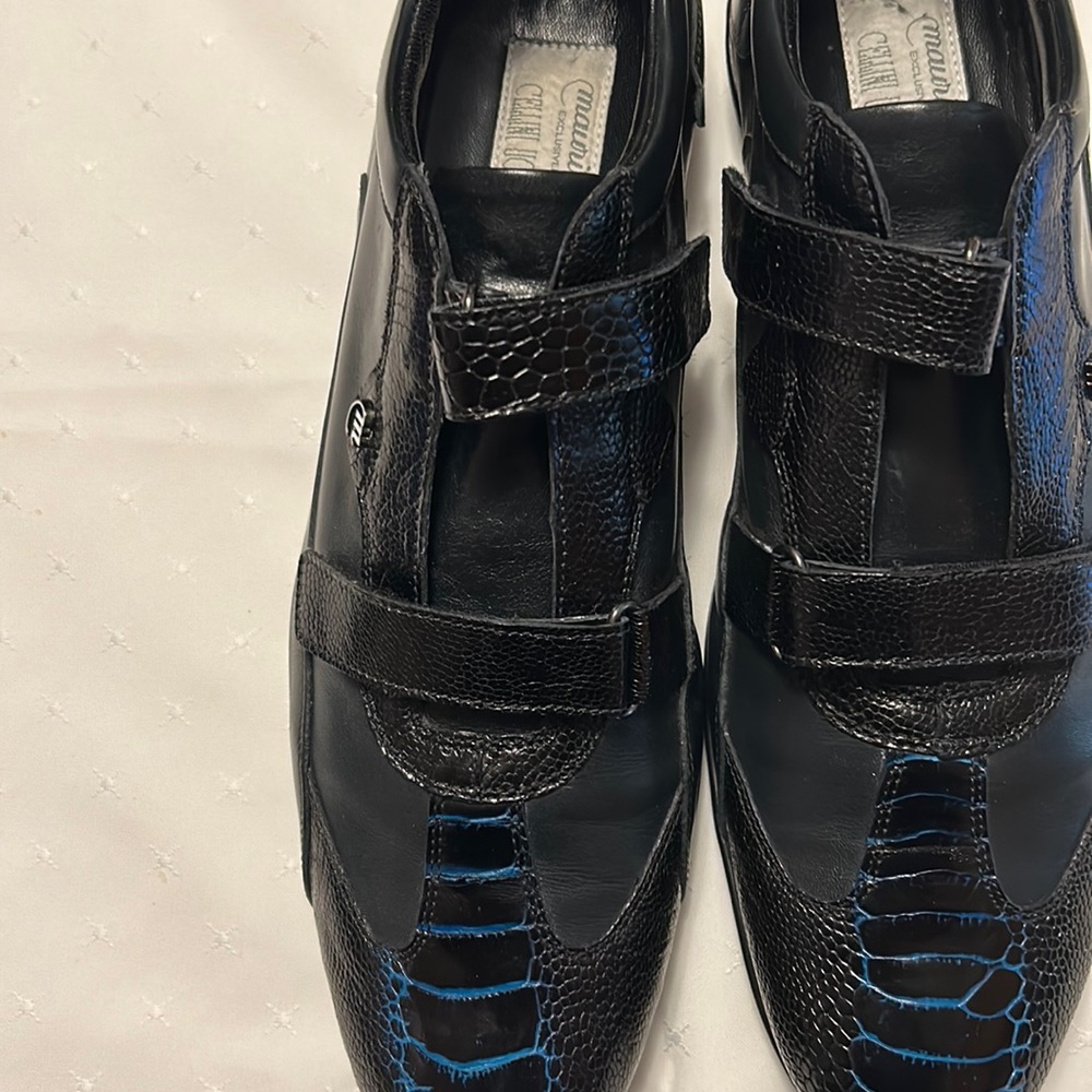 Mauri blue lizard alligator slip on driver shoes